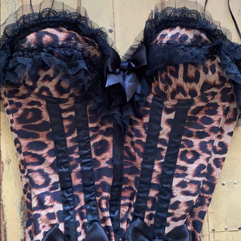 TRASHY LINGERIE LA BRAND BODYCON LEOPARD PRINT BUSTIER CORSET PUSH UP BRA 32C - Picture 9 of 15